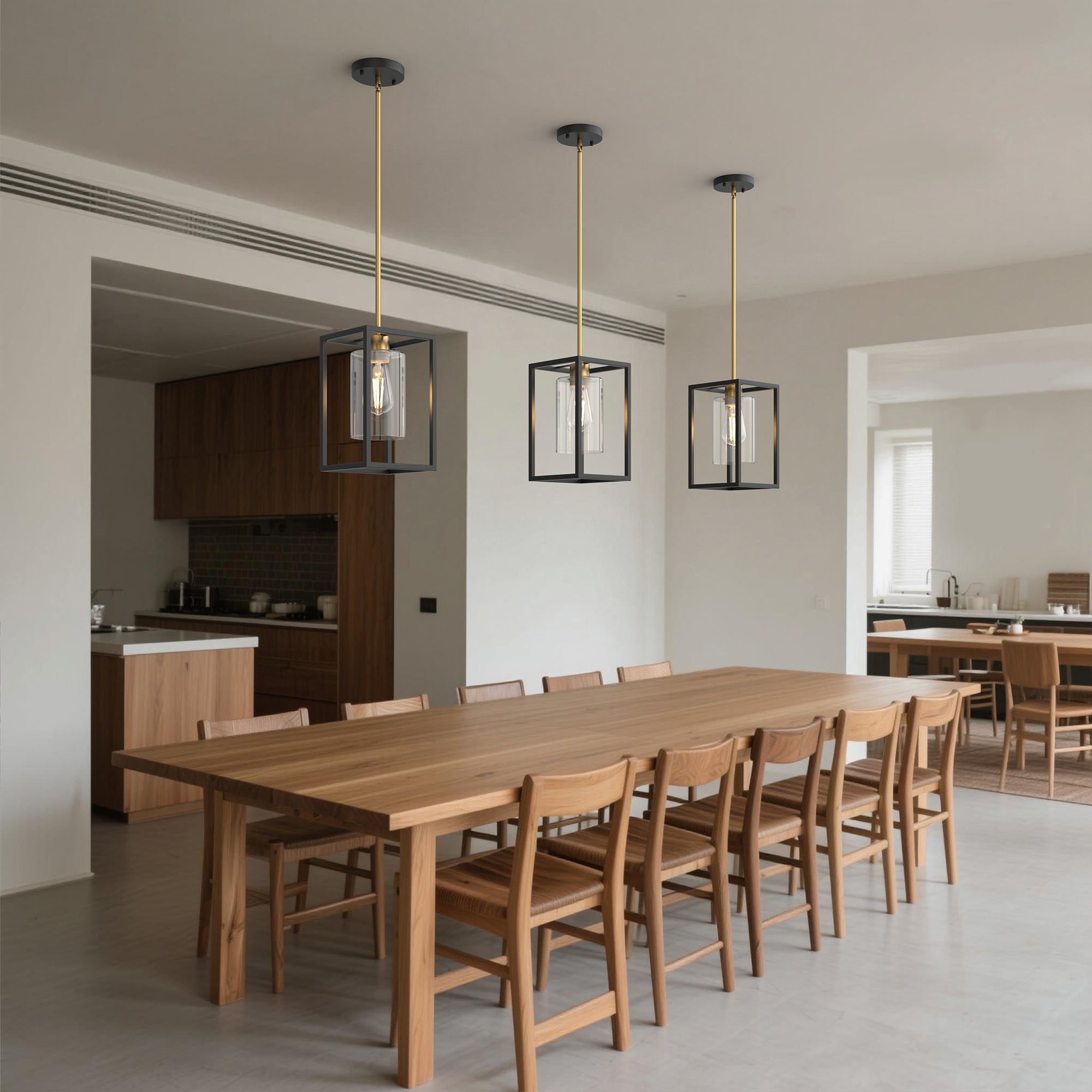Jandcase 1-Light Modern Pendant Light, Black and Gold Hanging Ceiling Light Fixture E26, Industrial Vintage Single Light for Kitchen Island Dining Room