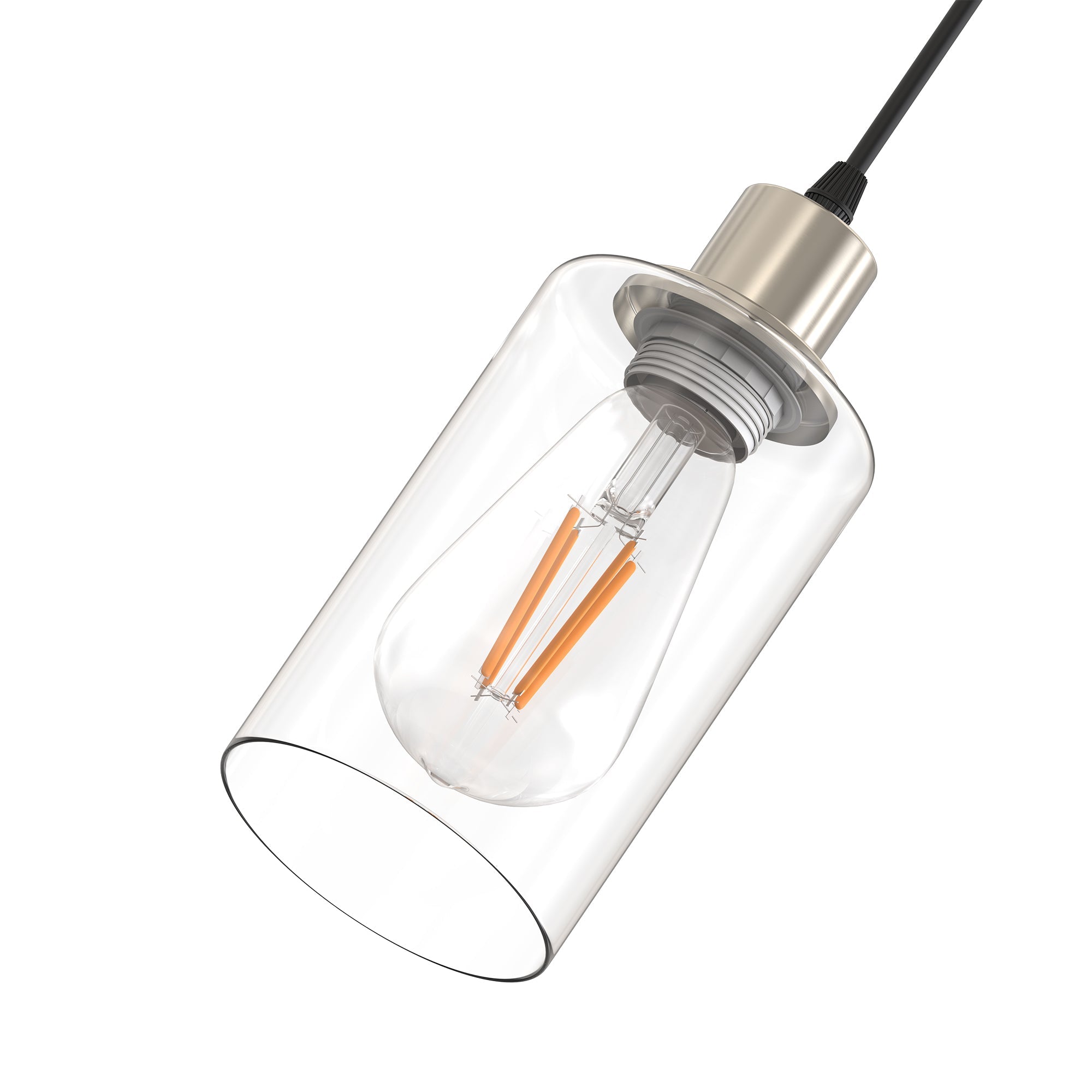 Jandcase 1 Light Nickel Pendant Light with Clear Glass Shade for Kitchen and Dining Room, No Bulbs Included (Set of 2)