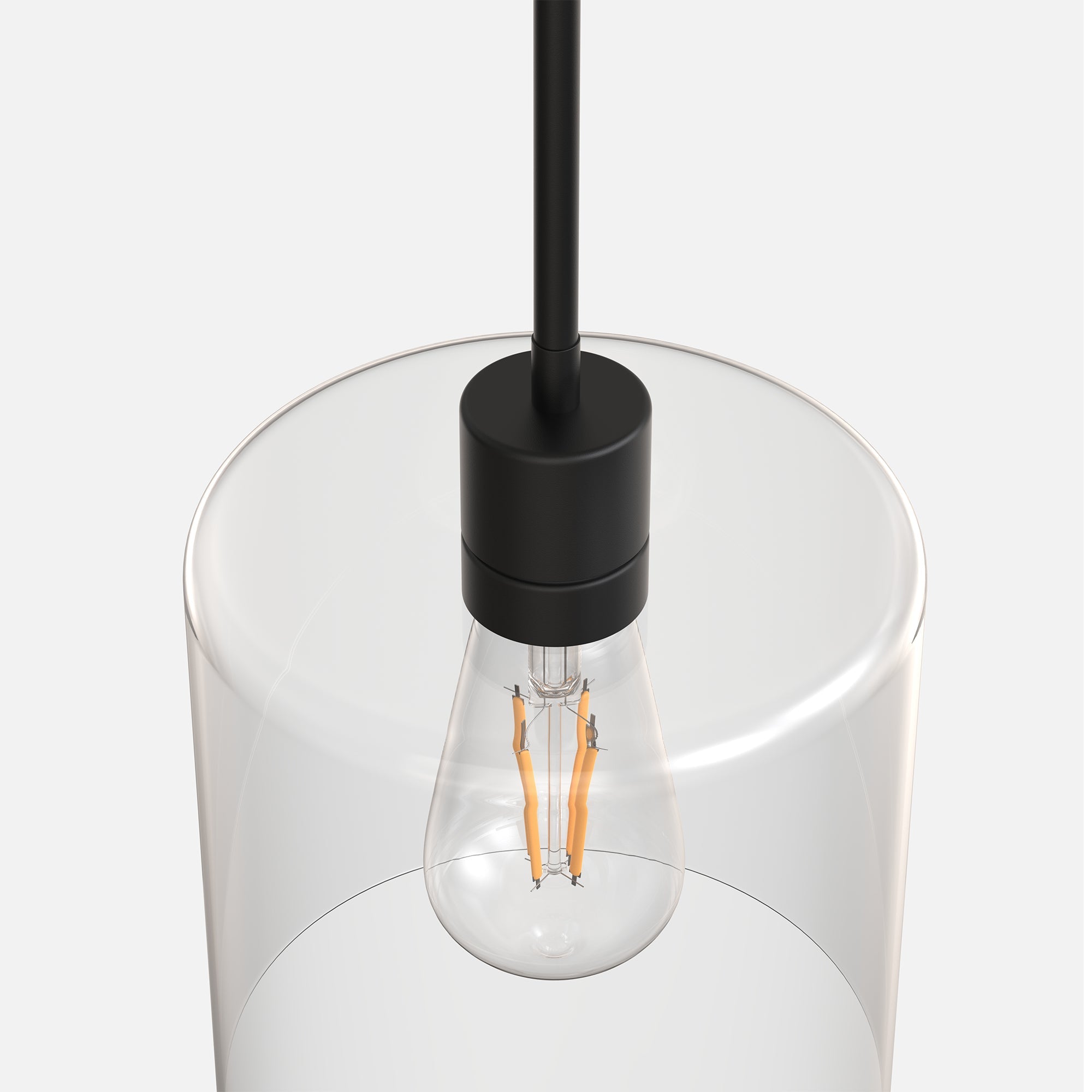 Jandcase 1 Light Modern Matte Black Pendant Light with Clear Glass Shade for Kitchen and Dining Room, No Bulbs Included
