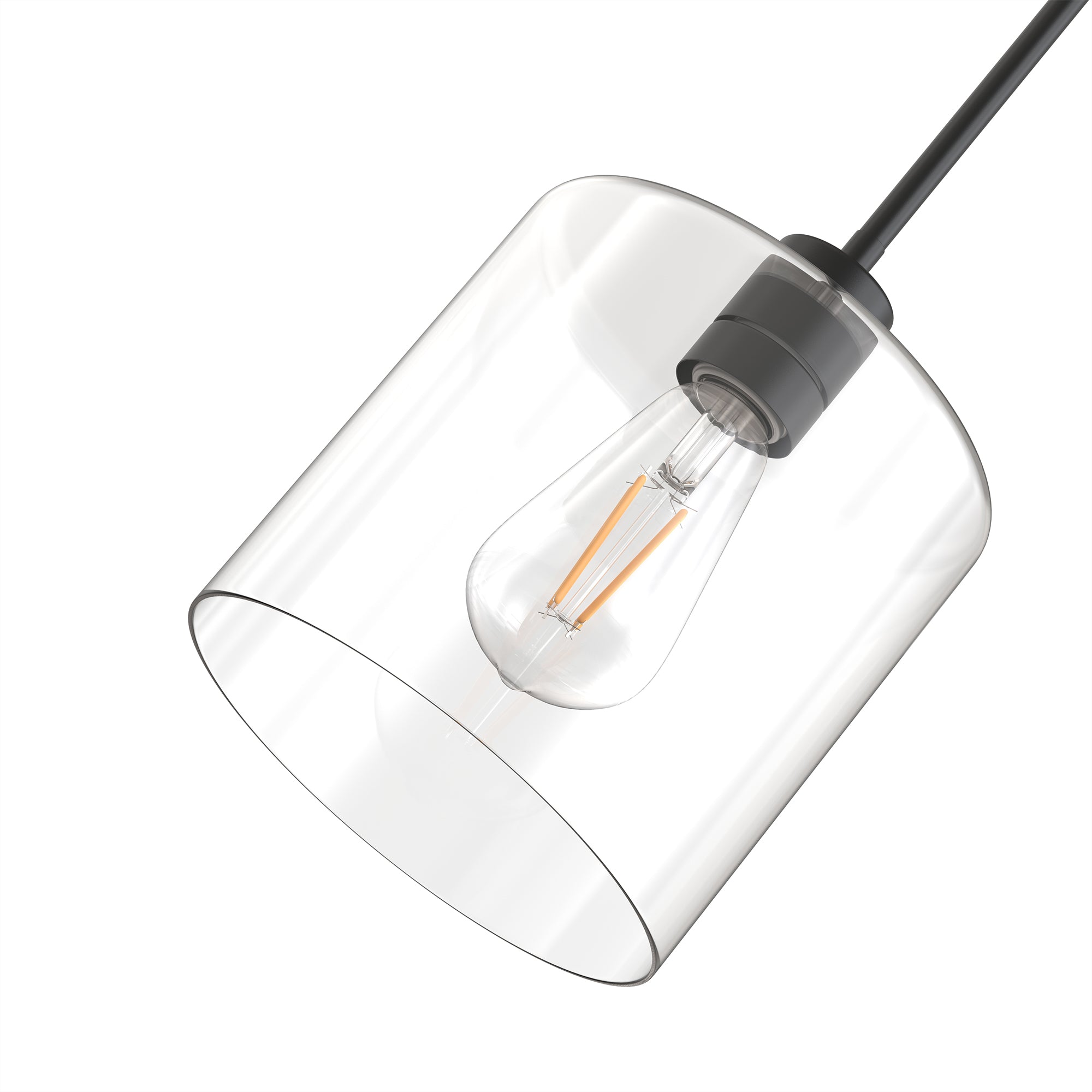 Jandcase 1 Light Modern Matte Black Pendant Light with Clear Glass Shade for Kitchen and Dining Room, No Bulbs Included