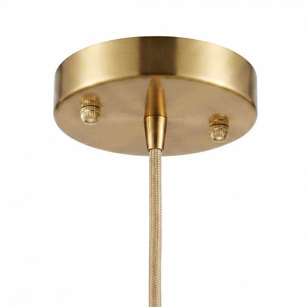 Jandcase 1-Light Brass Pendant Light with Amber Flower Glass Shade Vintage Hanging Ceiling Fixture for Kitchen Island
