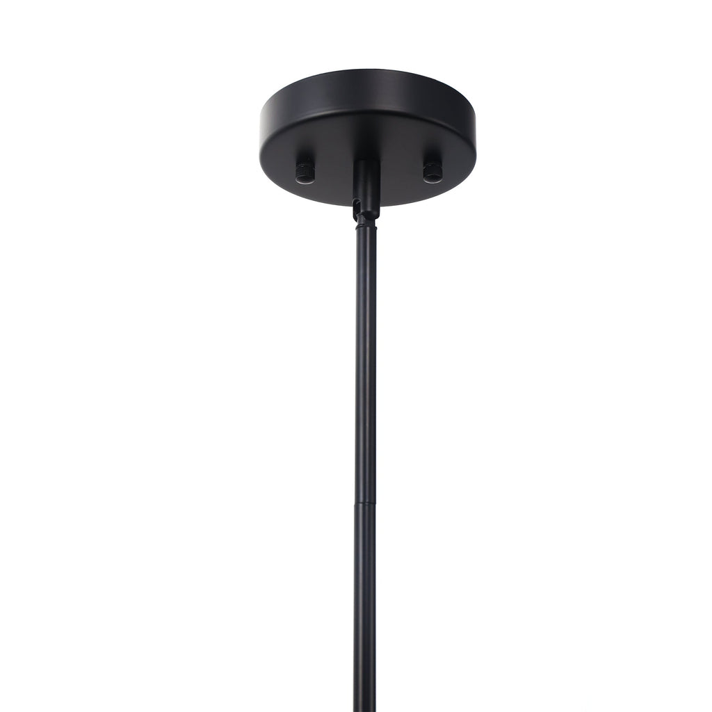 Jandcase 7.9 in. 1-Light Modern Matte Black Pendant Light with CylinderGlass Shade E26 for Kitchen Island Dining Room