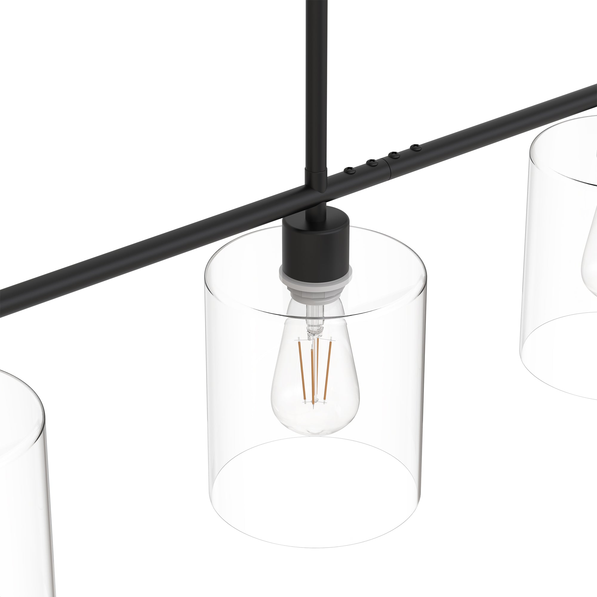 Jandcase 3 Light Kitchen Island Pendant Light with Matte Black Finish and Clear Cylindrical Glass Shades, No Bulbs Included