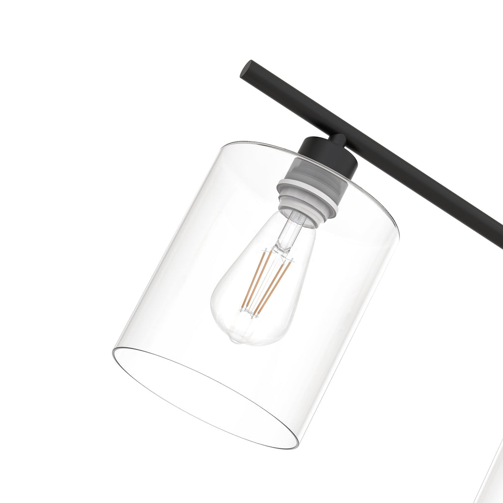 Jandcase 3 Light Kitchen Island Pendant Light with Matte Black Finish and Clear Cylindrical Glass Shades, No Bulbs Included
