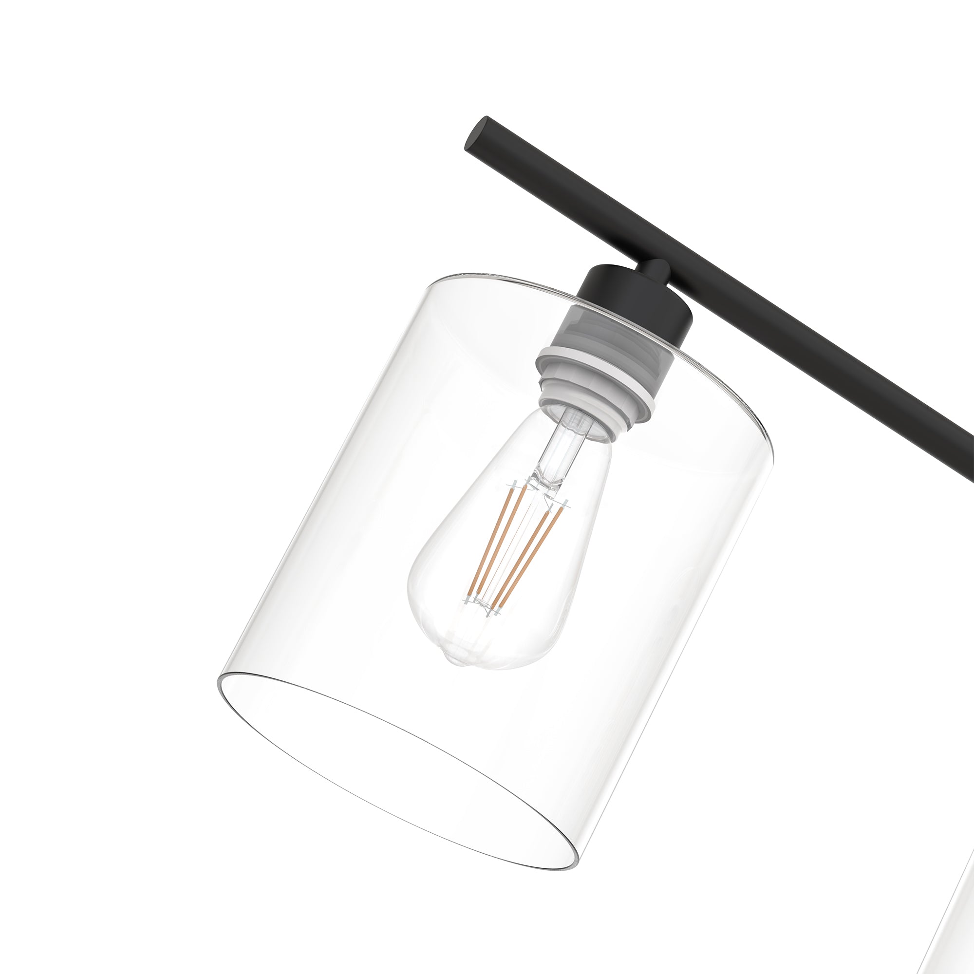 Jandcase 3 Light Kitchen Island Pendant Light with Matte Black Finish and Clear Cylindrical Glass Shades, No Bulbs Included