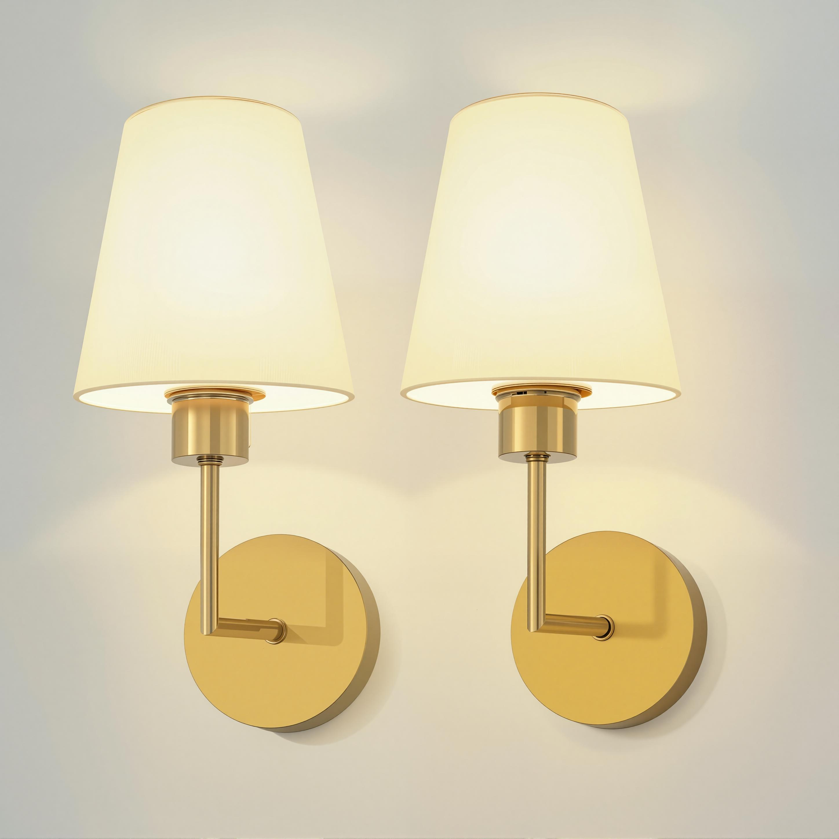 6 in. 1-Light Gold Wall Sconces with Remote, 9-Color Dimmable Wireless Rechargeable Wall Lights for Hallway (2-Pack)