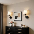 Jandcase 2-Pack Wall Sconces with Fabric Shade, E26 Base, Matte Black, Remote Control RGBCW Dimmable Indoor Lighting