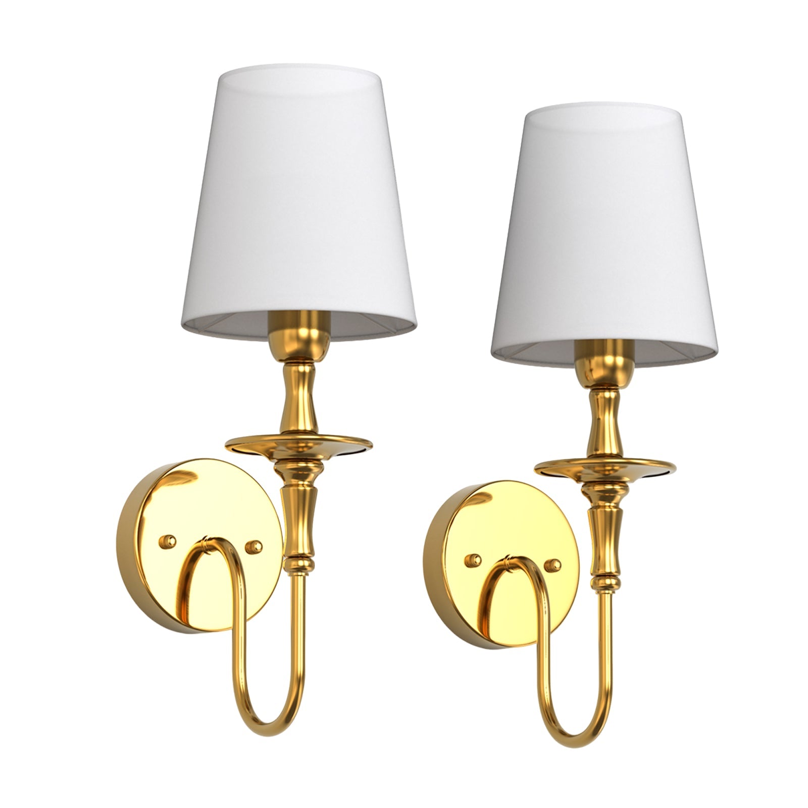 Jandcase 4.3 in.2-Pack Modern Wall Sconces with White Fabric Shades, Copper Indoor Wall Lights with Remote RGB Bulbs Included