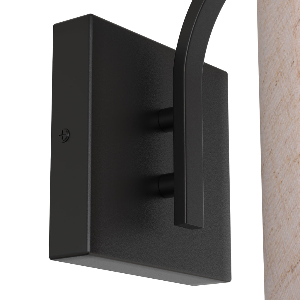 Jandcase 2-Pack Modern Farmhouse Wall Sconce with Fabric Shade Matte Black E26 Indoor Wall Light for Bedroom Hallway Living Room
