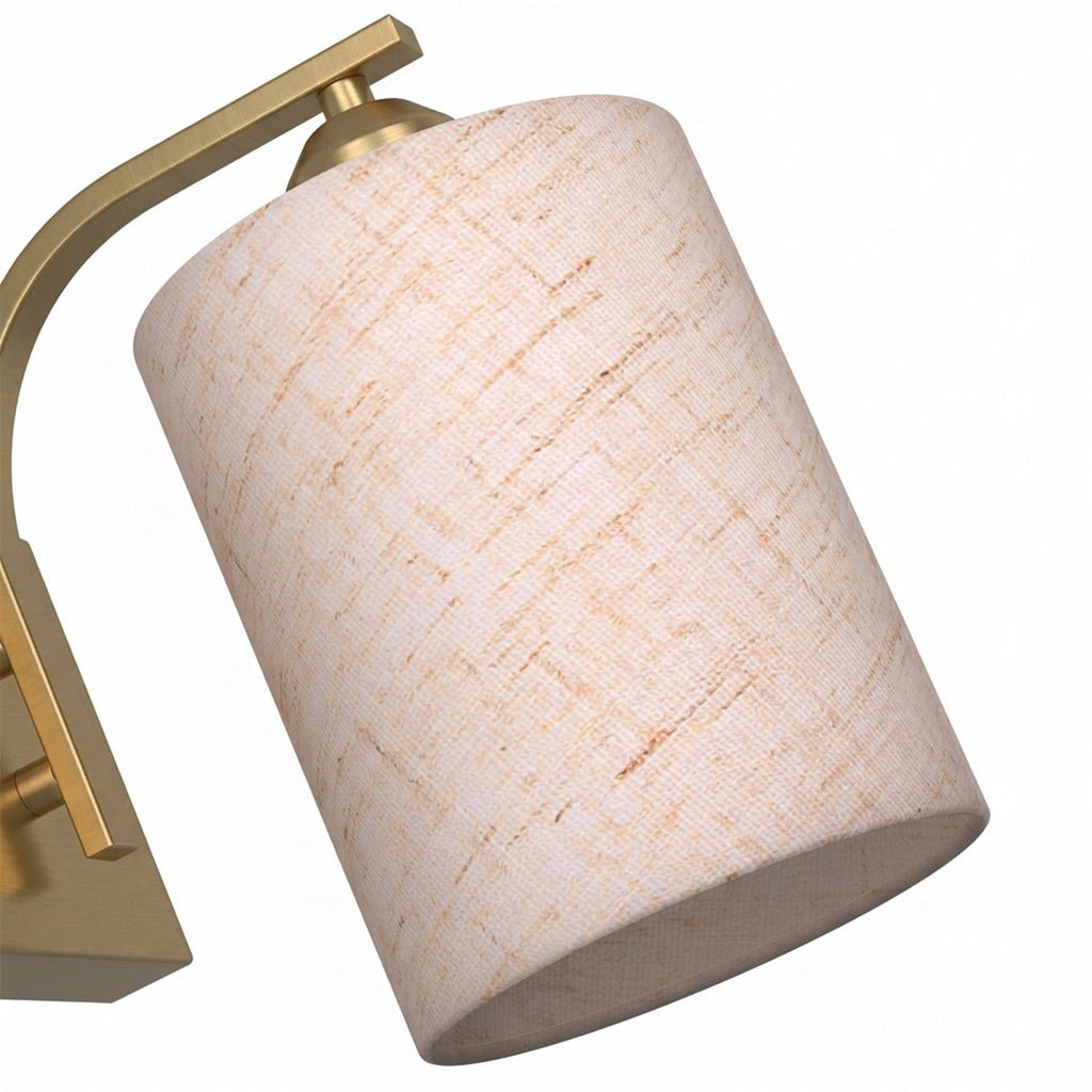 Jandcase Set of 2 Gold Fabric Wall Sconces Modern E26 Indoor Wall Lights with Cylindrical Shade for Bedroom Hallway Living Room