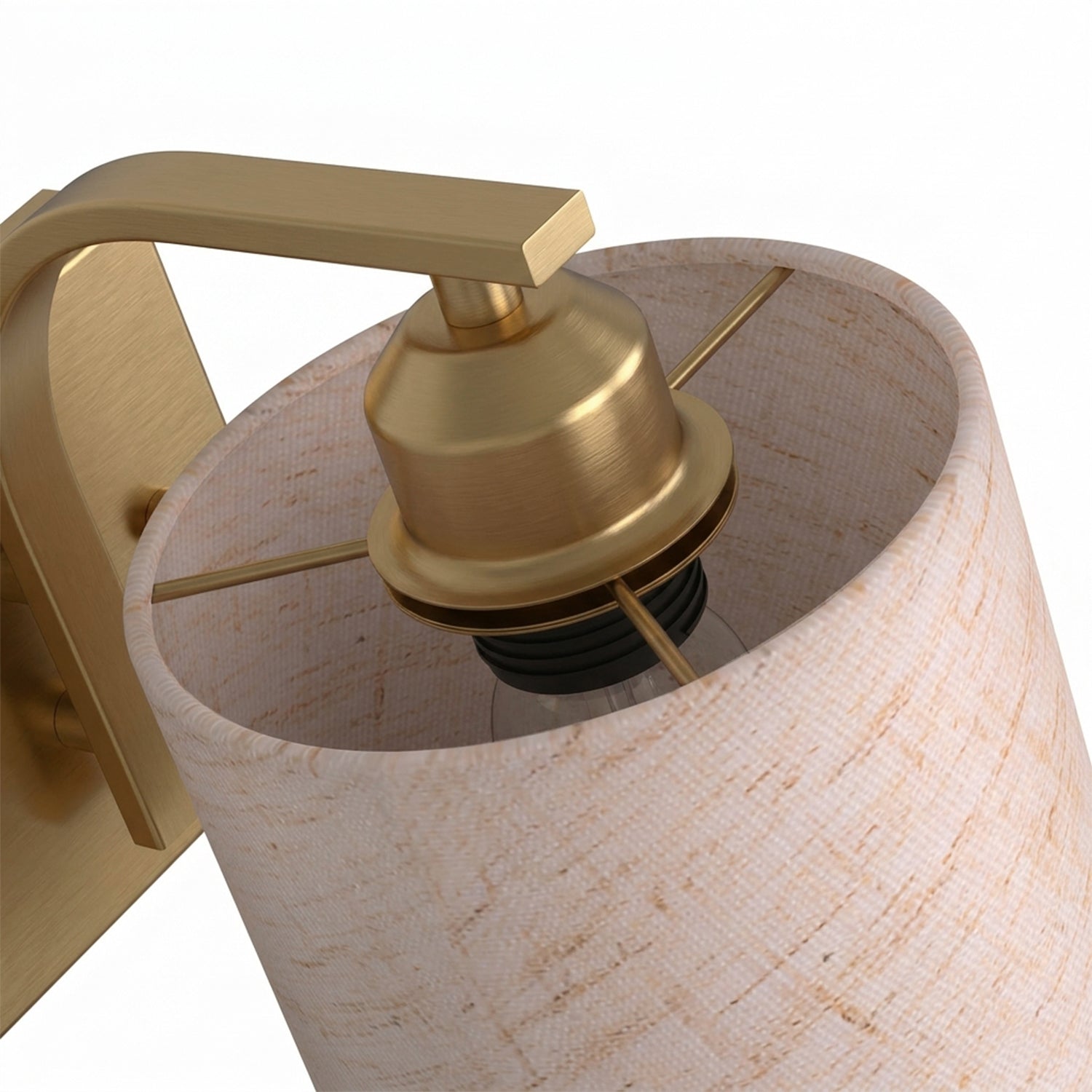 Jandcase Set of 2 Gold Fabric Wall Sconces Modern E26 Indoor Wall Lights with Cylindrical Shade for Bedroom Hallway Living Room