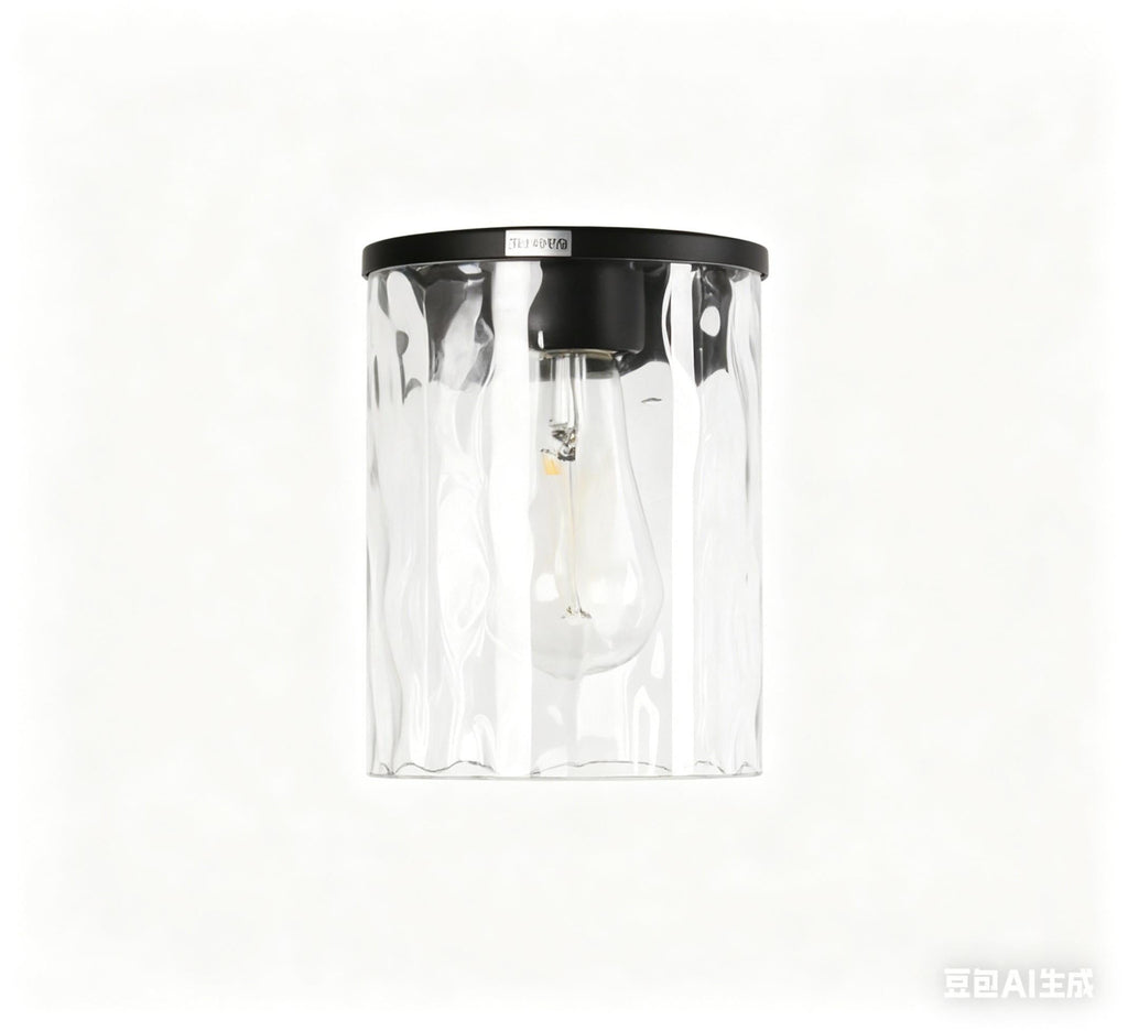 Jandcase 4.72in Ripple Glass Lamp Shade Replacement Globe Clear Round Glass Cover for Pendant Wall Light Ceiling Fixture