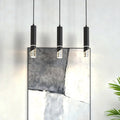 3-Pack1-Light 12W  Black Integrated LED Chandeliers with Crystal Shade, Indoor Decorative Hanging Light Fixture 4000K