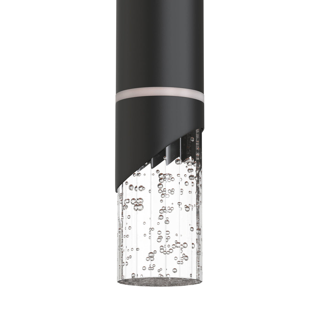 3-Pack1-Light 12W  Black Integrated LED Chandeliers with Crystal Shade, Indoor Decorative Hanging Light Fixture 4000K