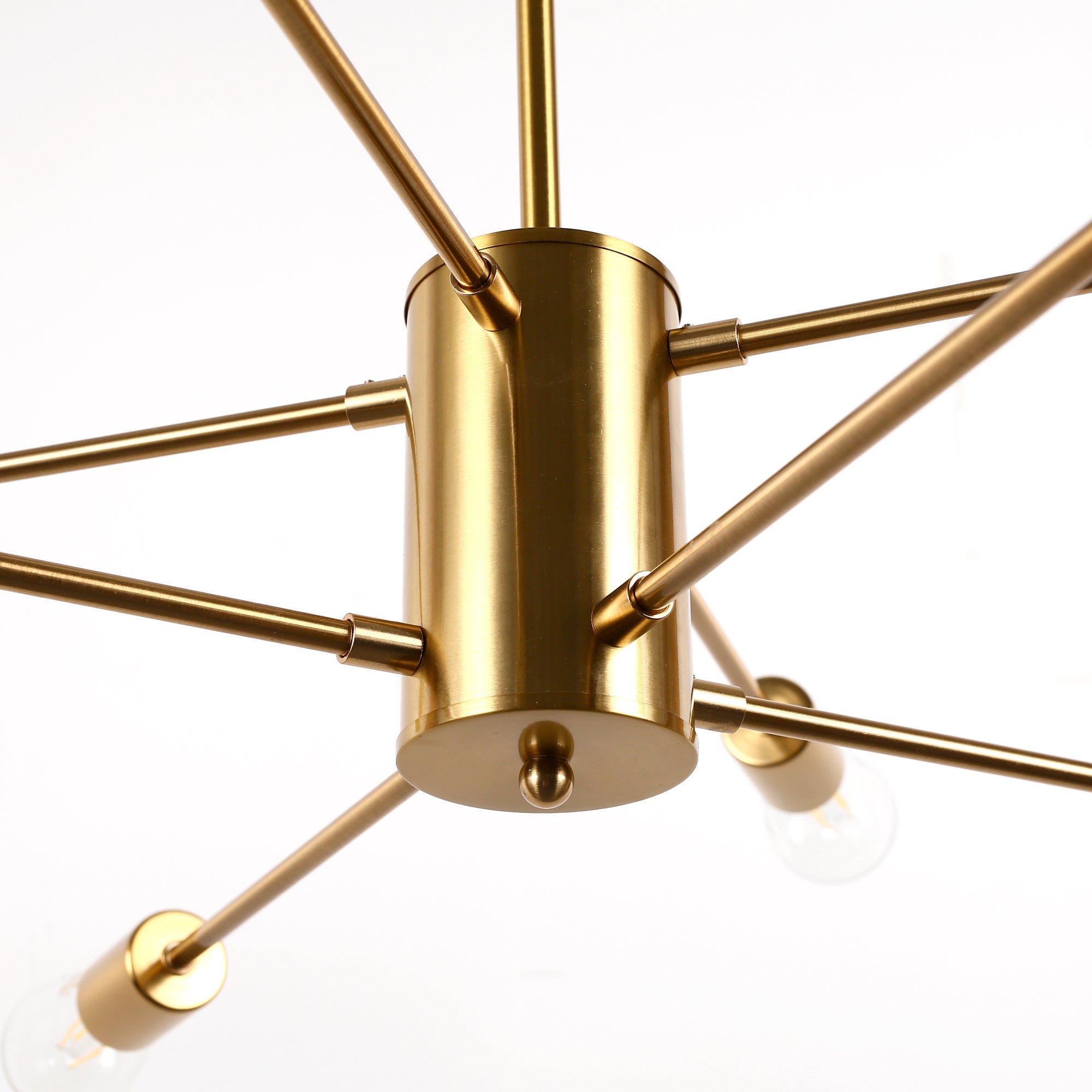 Jandcase 8-Light Industrial Chandelier, Brushed Brass Branch Ceiling Light Fixture E26 Vintage Farmhouse Lighting for Dining Room Living Room