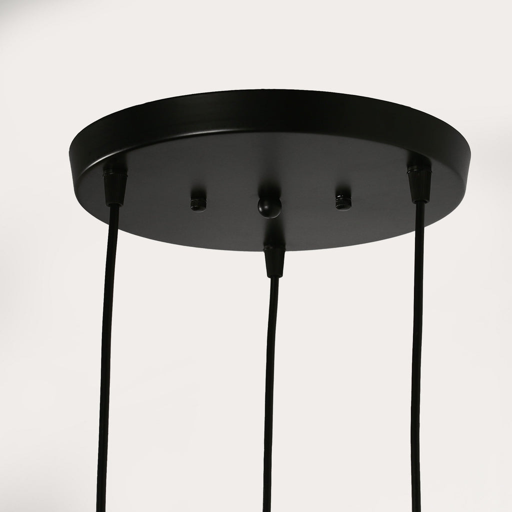 Jandcase 3-Light Black Chandelier Industrial Pendant Light Fixture with Clear Glass Shades for Kitchen and Dining Areas