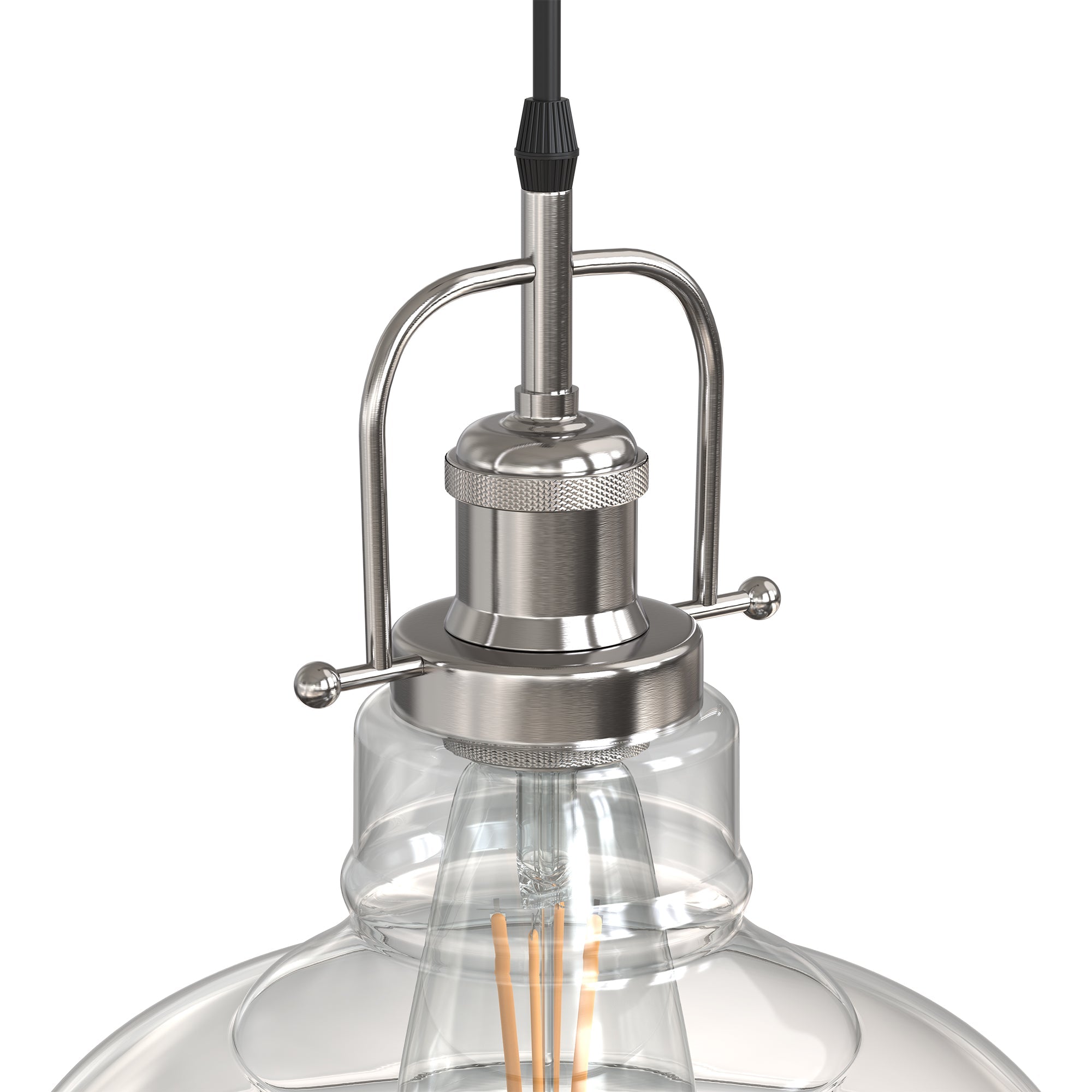Jandcase 1-Light Chrome Glass Pendant Light with 11in Clear Glass Shade Convertible Flush Mount E26 Fixture