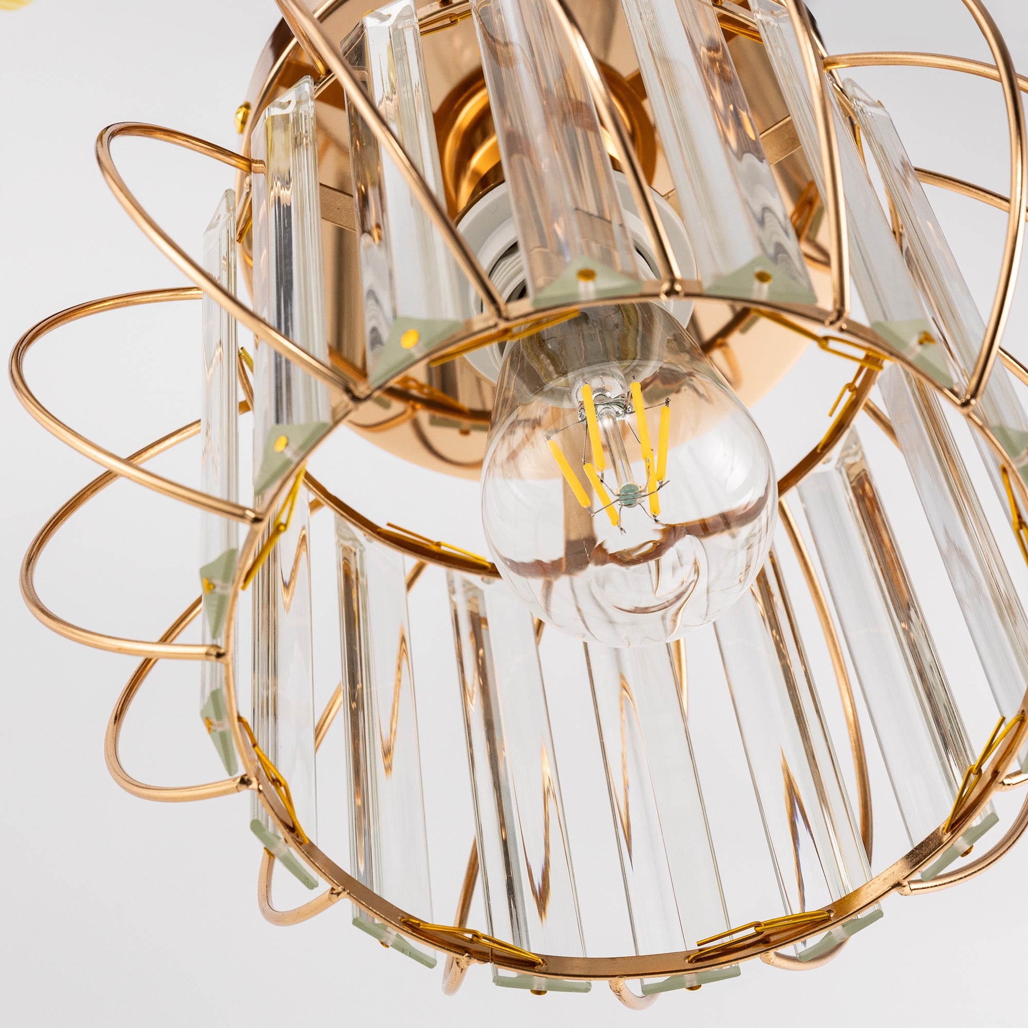 Jandcase Gold Semi Flush Mount Ceiling Light, Modern Single Light Fixture with Glass Shade, E26 Ceiling Lamp for Bedroom Kitchen Hallway Entryway