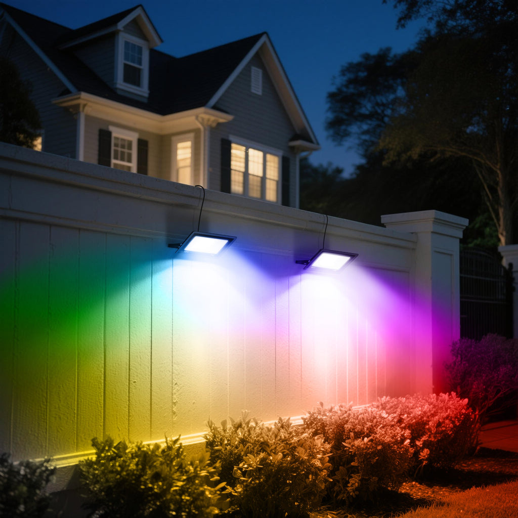 Jandcase Plug-in 2-Pack 950 Lumens Black Integrated LED RGBCW Outdoor Light Control Landscape Flood Light IP66 Waterproof