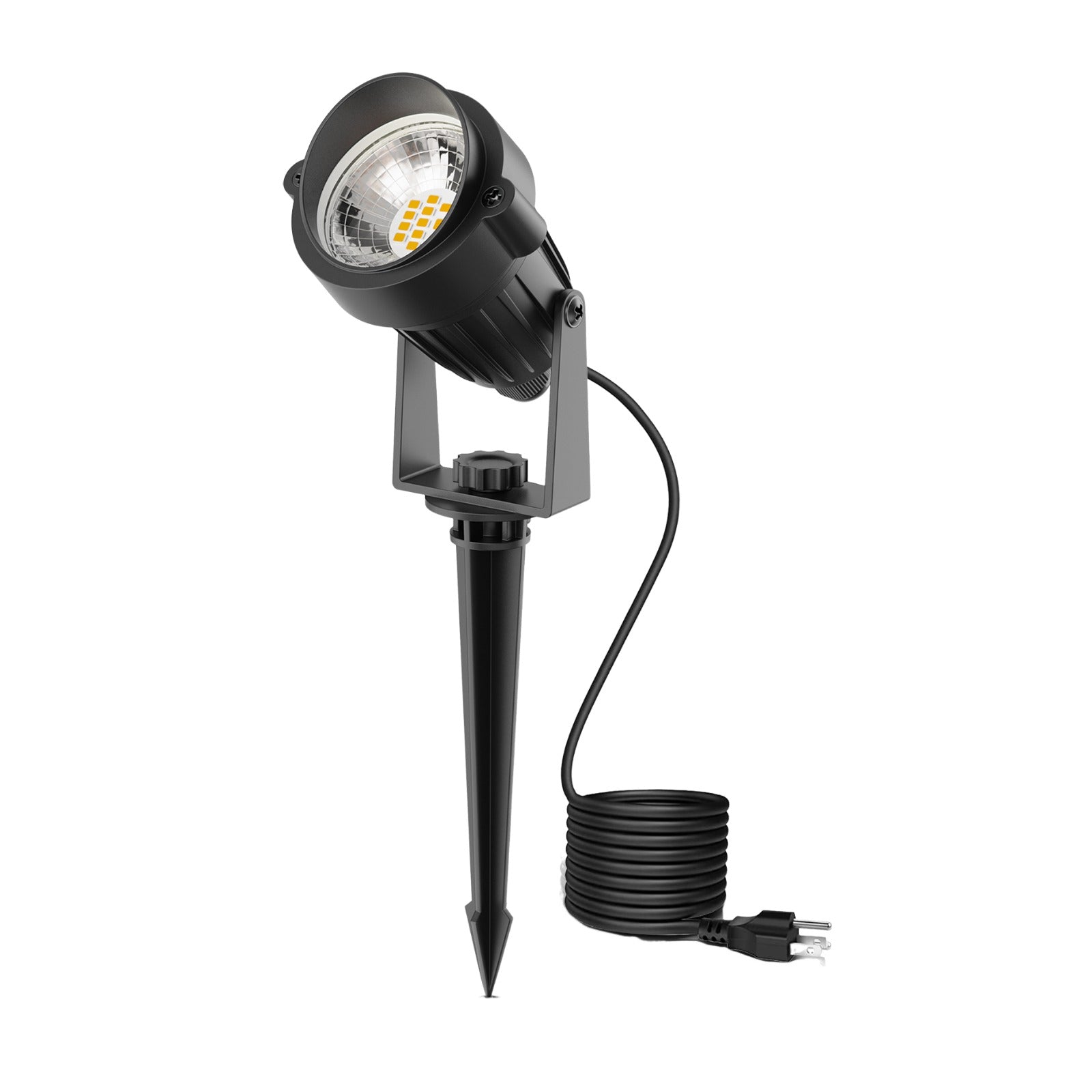 IP66 Low Voltage Black Plug-in Integrated LED Landscape Flood Lights Landscape Spot Light with Adjustable Lamp 2-Pack