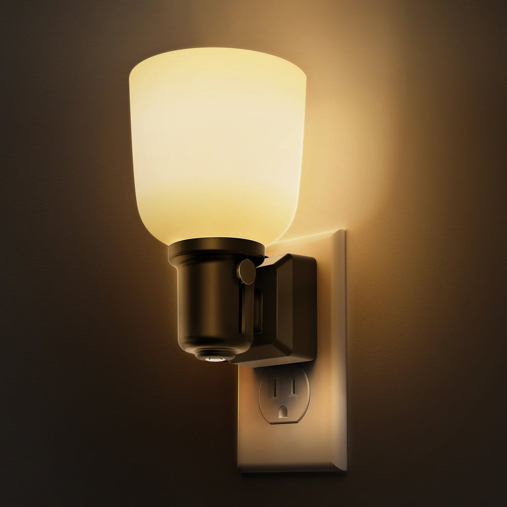 Jandcase Plug-in Dimmable LED Night Light Wine Glass Style 3000K Warm White Auto Sensor Night Lamp for Bedroom Hallway Bathroom