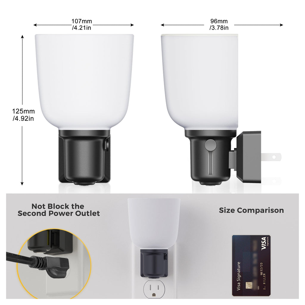 Jandcase Plug-in Dimmable LED Night Light Wine Glass Style 3000K Warm White Auto Sensor Night Lamp for Bedroom Hallway Bathroom