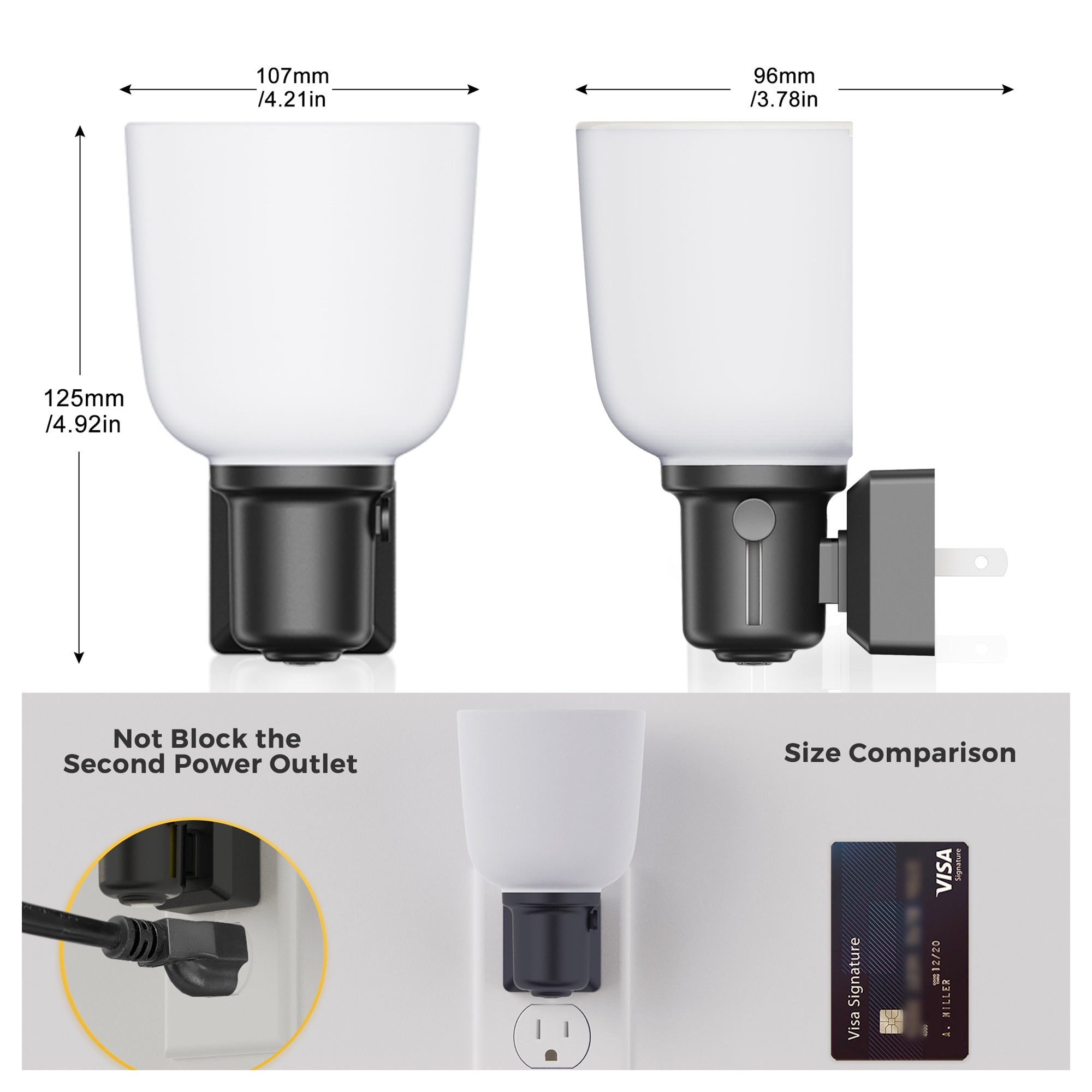 Jandcase Plug-in Dimmable LED Night Light Wine Glass Style 3000K Warm White Auto Sensor Night Lamp for Bedroom Hallway Bathroom