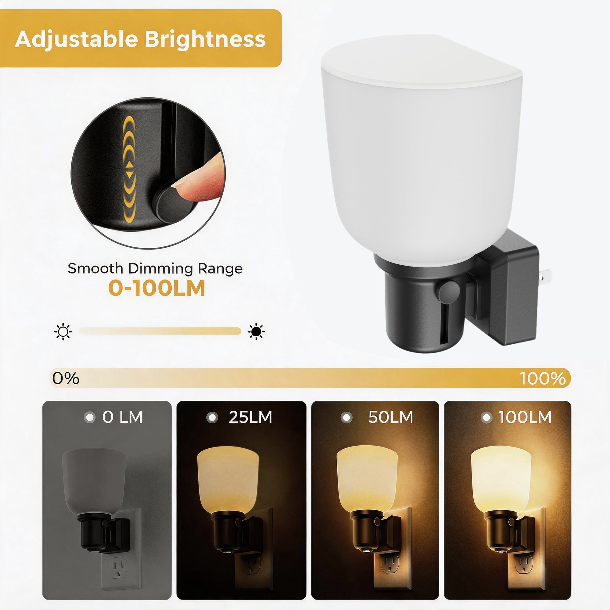 Jandcase Plug-in Dimmable LED Night Light Wine Glass Style 3000K Warm White Auto Sensor Night Lamp for Bedroom Hallway Bathroom