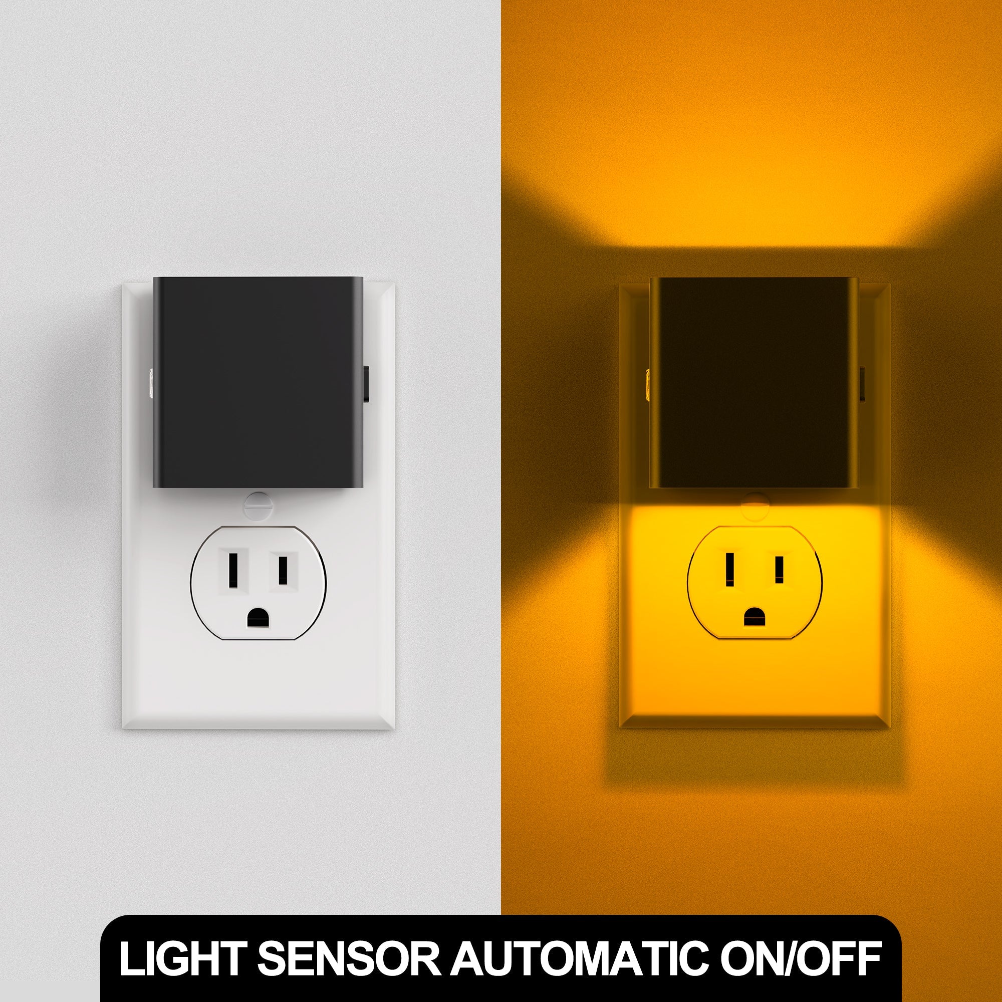 Jandcase 2-Pack 1W Plug-in Light Control Night Light, Up and Down Lighting, Amber 2000K, 3-Level Button Dimmer, Memory Function