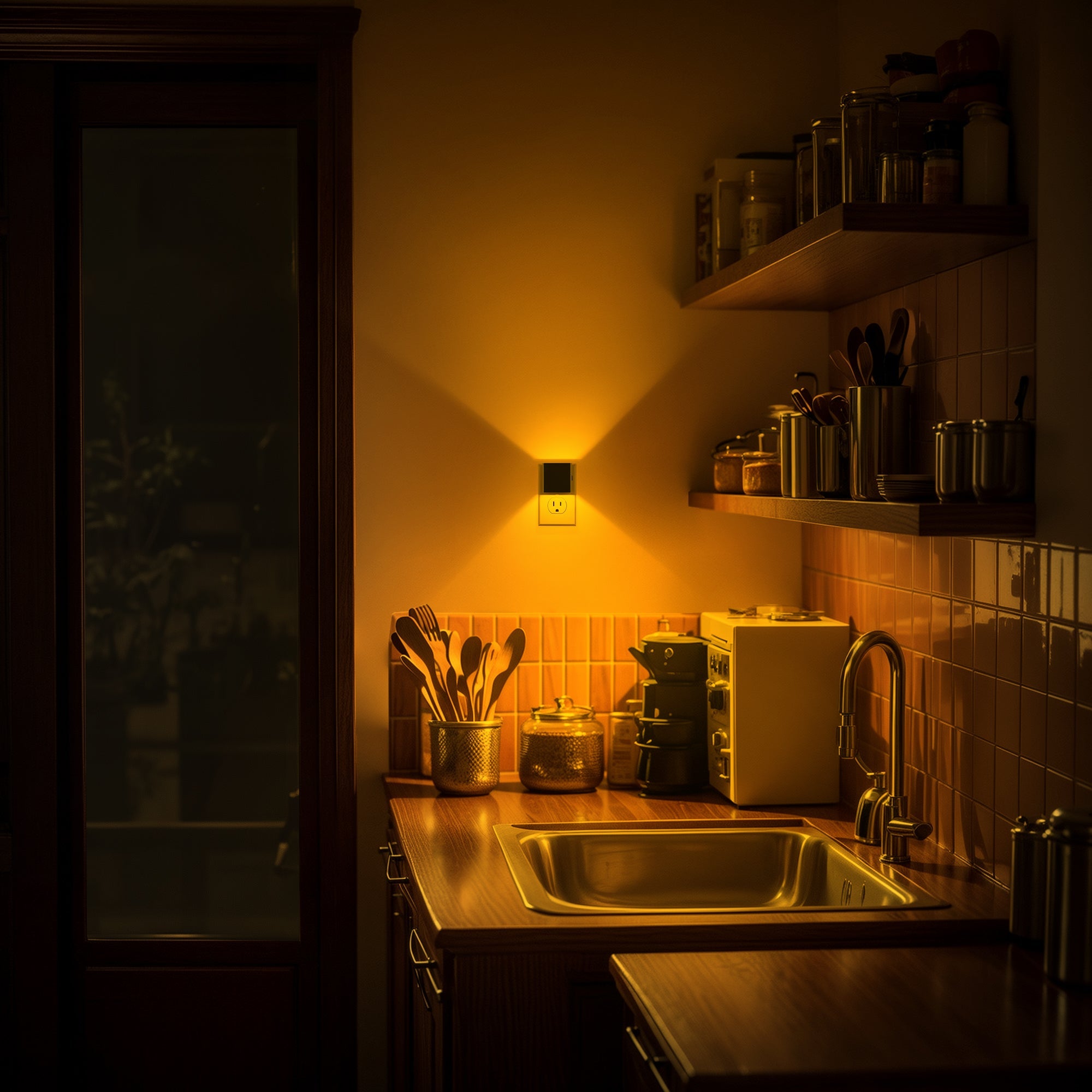 Jandcase 2-Pack 1W Plug-in Light Control Night Light, Up and Down Lighting, Amber 2000K, 3-Level Button Dimmer, Memory Function