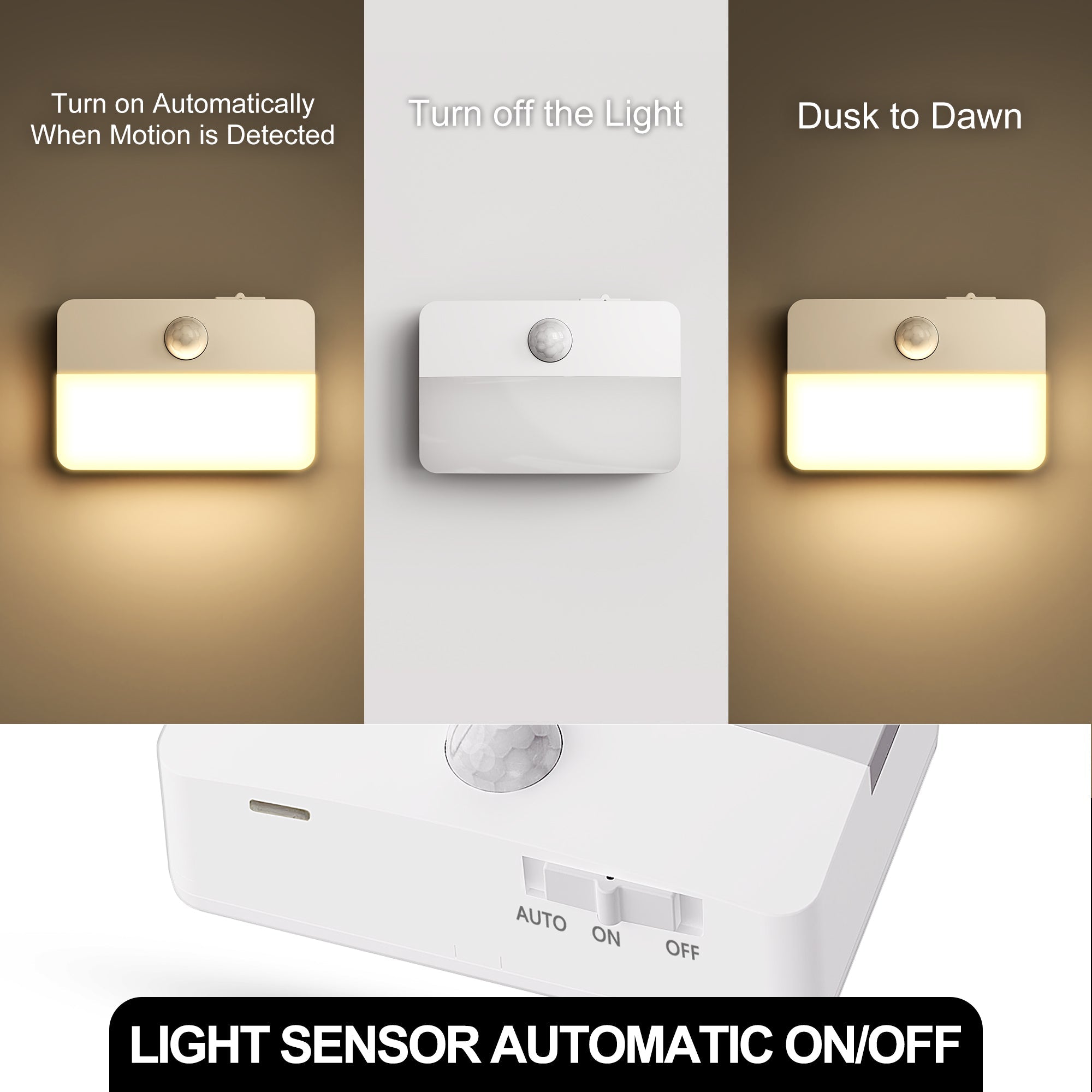 Jandcase 0.6W Motion Sensor Night Light, Warm White 3000K, Magnetic & 3M Adhesive Mount, Auto ON/OFF, Bedroom & Hallway Lighting