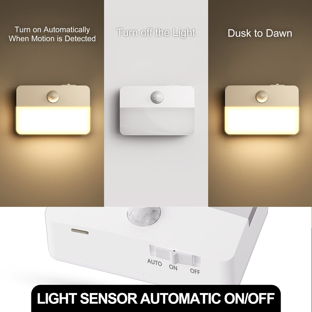 Jandcase 4-Pack 0.6W Motion Sensor Night Lights, Warm White 3000K, Magnetic & 3M Mount, Auto ON/OFF, Bedroom & Hallway