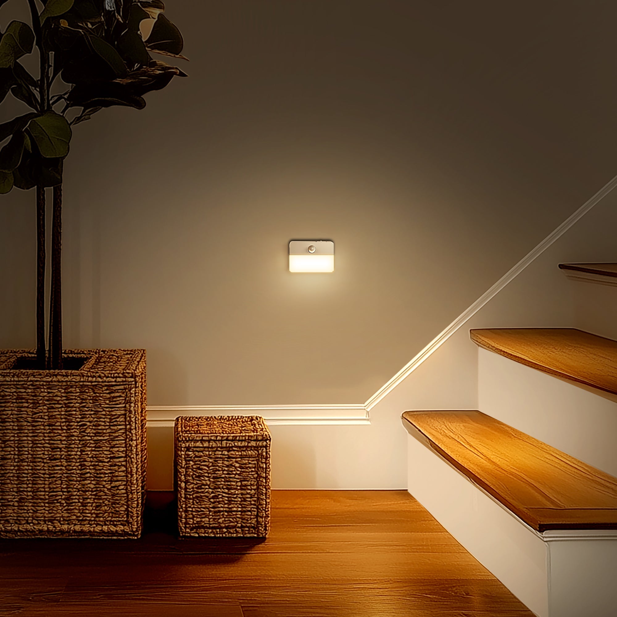 Jandcase 0.6W Motion Sensor Night Light, Warm White 3000K, Magnetic & 3M Adhesive Mount, Auto ON/OFF, Bedroom & Hallway Lighting