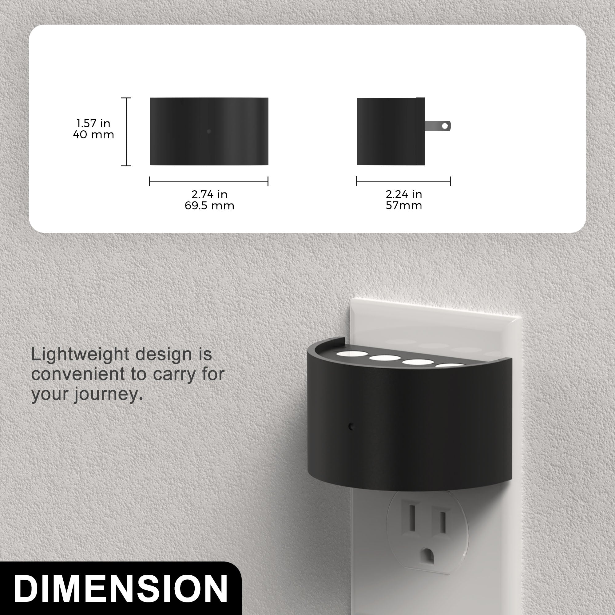 Jandcase 0.5W Plug-in Photocell Night Light Half Moon Wall Lamp Warm White 3000K Decorative Up & Down Lighting US Plug