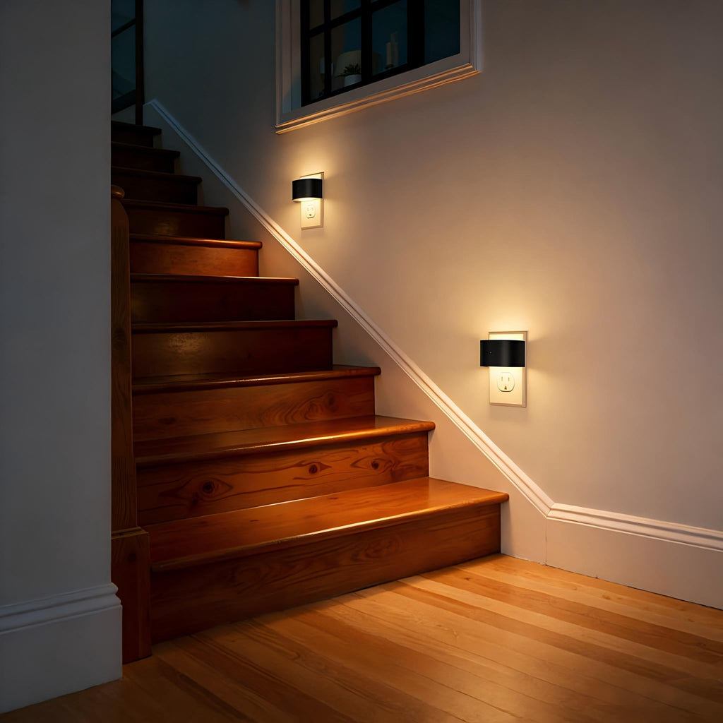 Jandcase 4-Pack 0.5W Plug-in Night Light with Photo Sensor, Semi-Arc Up & Down Wall Light, 3000K Warm White