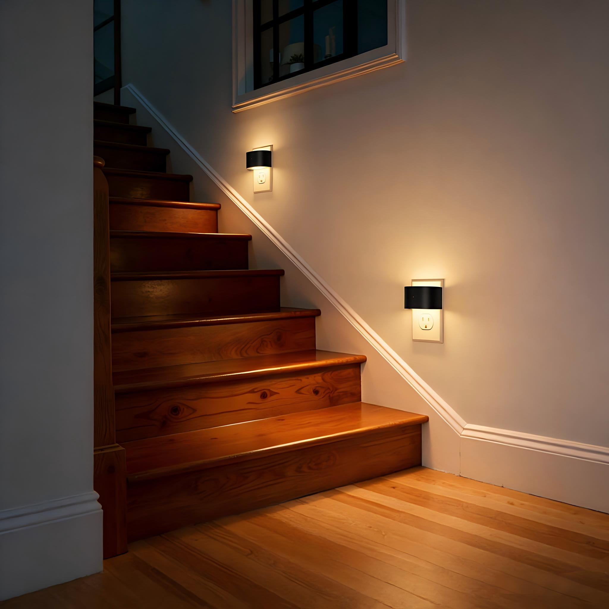 Jandcase 4-Pack 0.5W Plug-in Night Light with Photo Sensor, Semi-Arc Up & Down Wall Light, 3000K Warm White