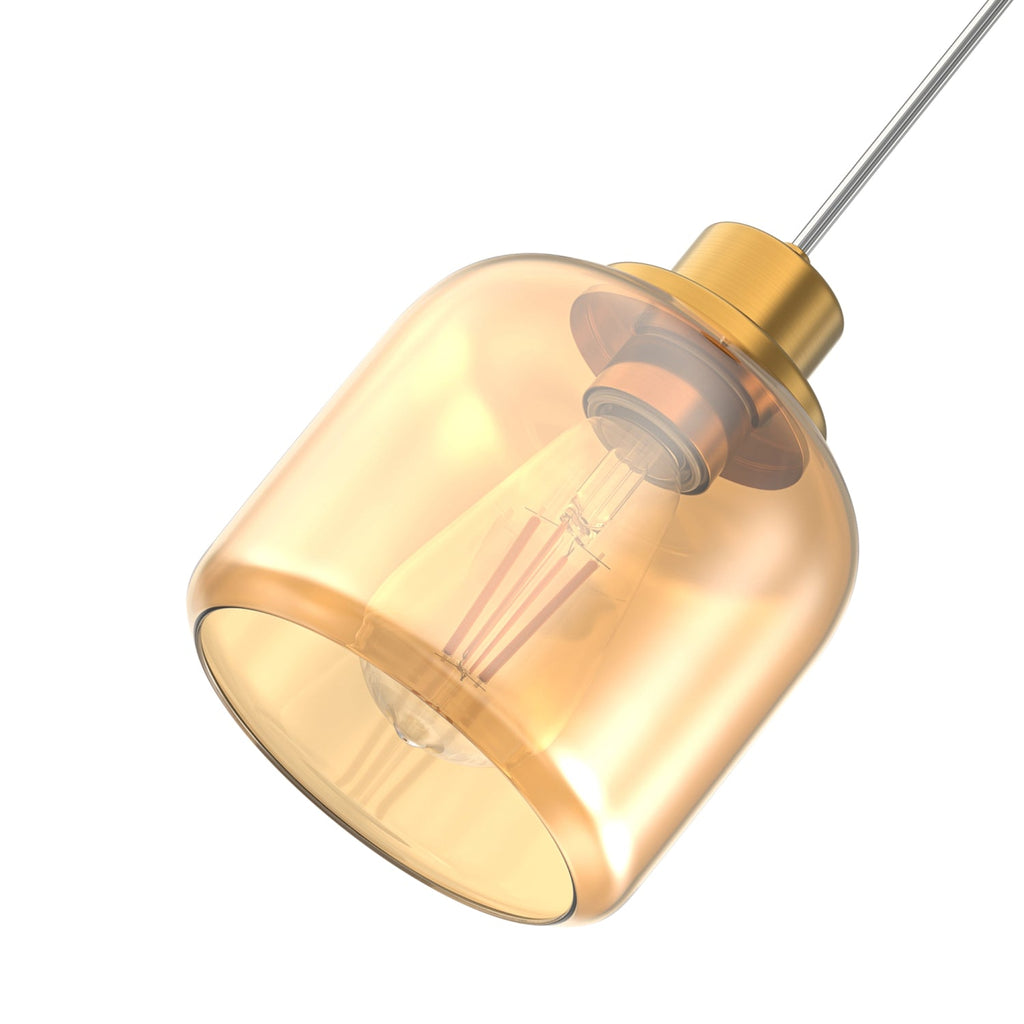 Jandcase 1-Light Traditional Pendant Light with Rounded Amber Glass Shade and Copper-Plated Metal Finish, No Bulbs Included