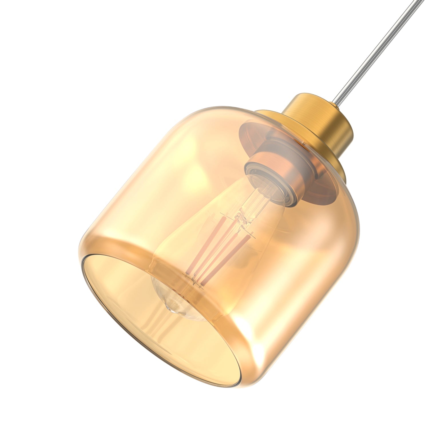 Jandcase 1-Light Traditional Pendant Light with Rounded Amber Glass Shade and Copper-Plated Metal Finish, No Bulbs Included