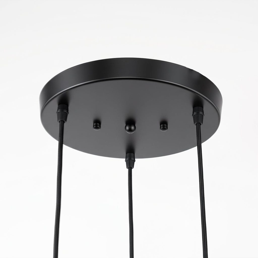 Jandcase 12.6 in 3-Light Cluster Black Powder-Coated Metal Frame Pendant Light with Clear Glass Shades, E12 Base