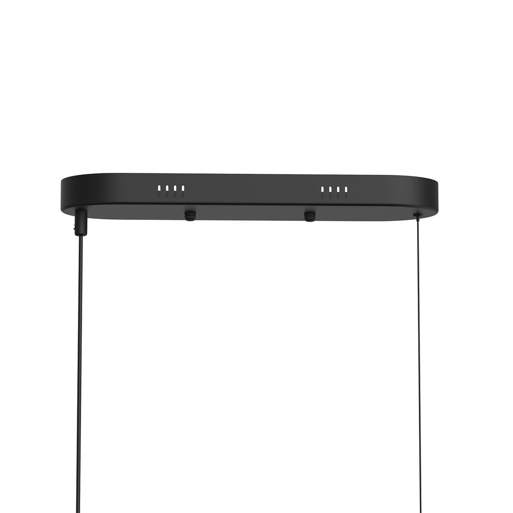 Jandcase 3-Light Farmhouse LED Island Pendant 37.6 in. Matte Black Metal with Oval Wood Shades Dimmable Color Temp 3000-6000K