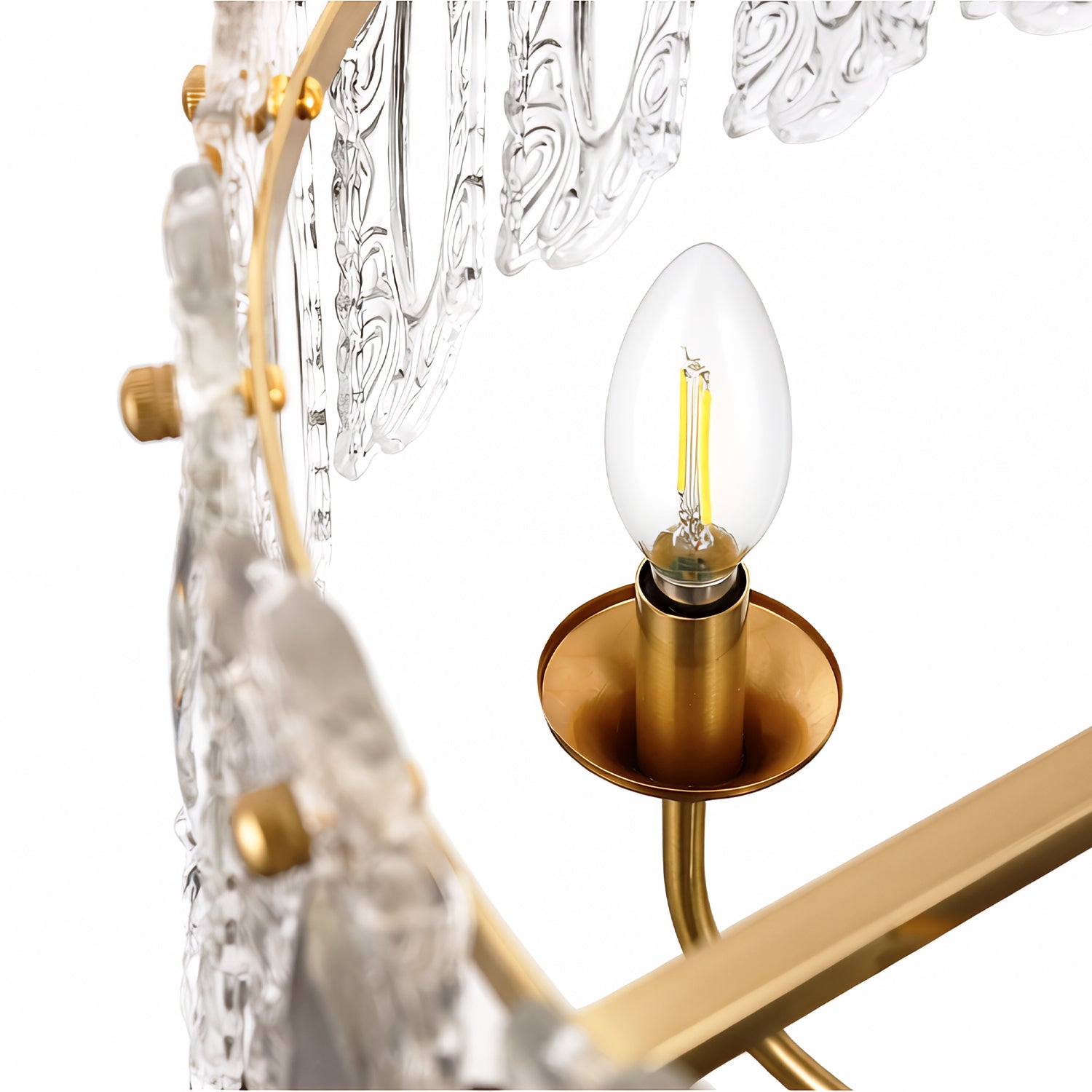 Jandcase Modern 6 Light Natural Copper Chandelier with Clear Glass Drops Shade, No Bulbs Included for Kitchen Island