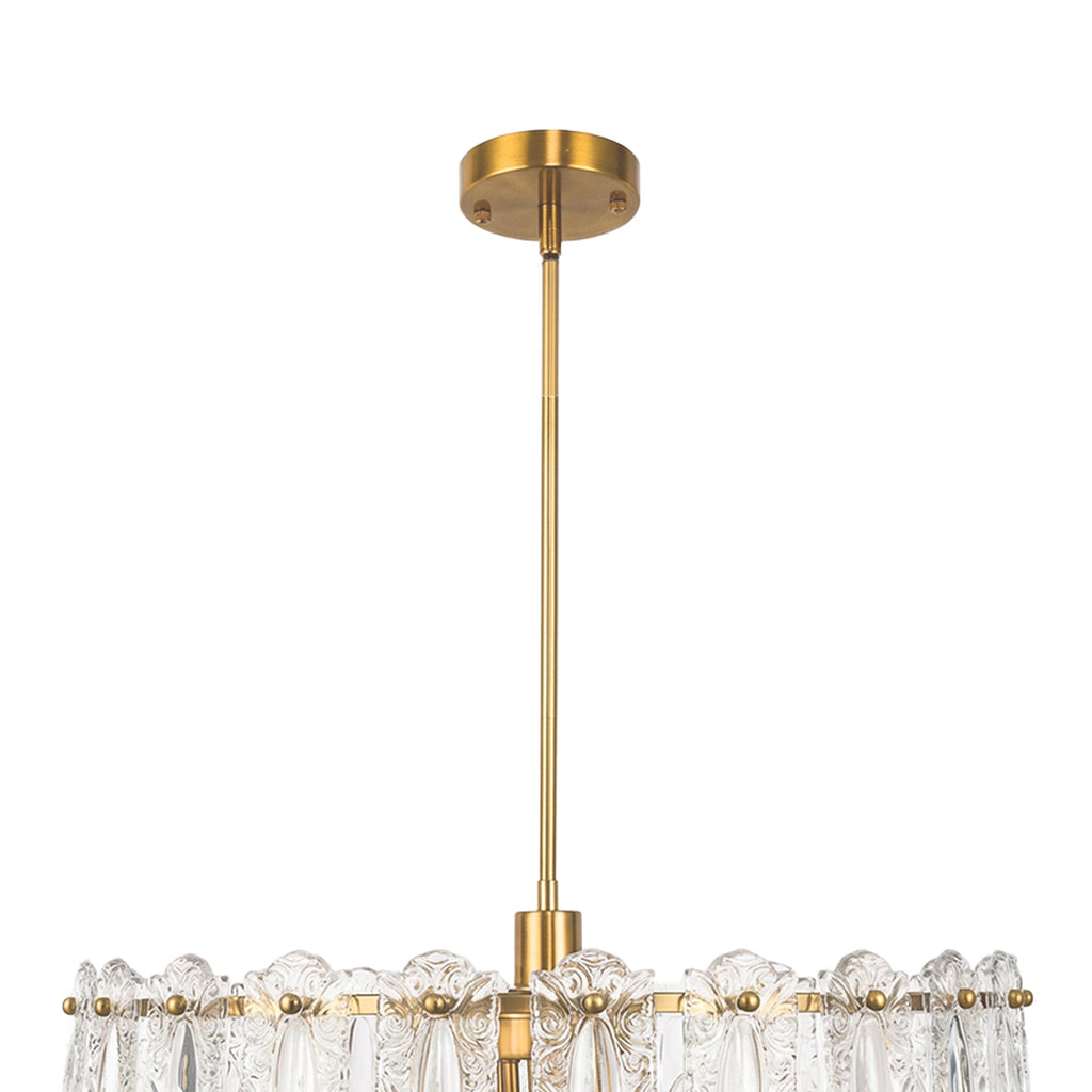 Jandcase Modern 6 Light Natural Copper Chandelier with Clear Glass Drops Shade, No Bulbs Included for Kitchen Island