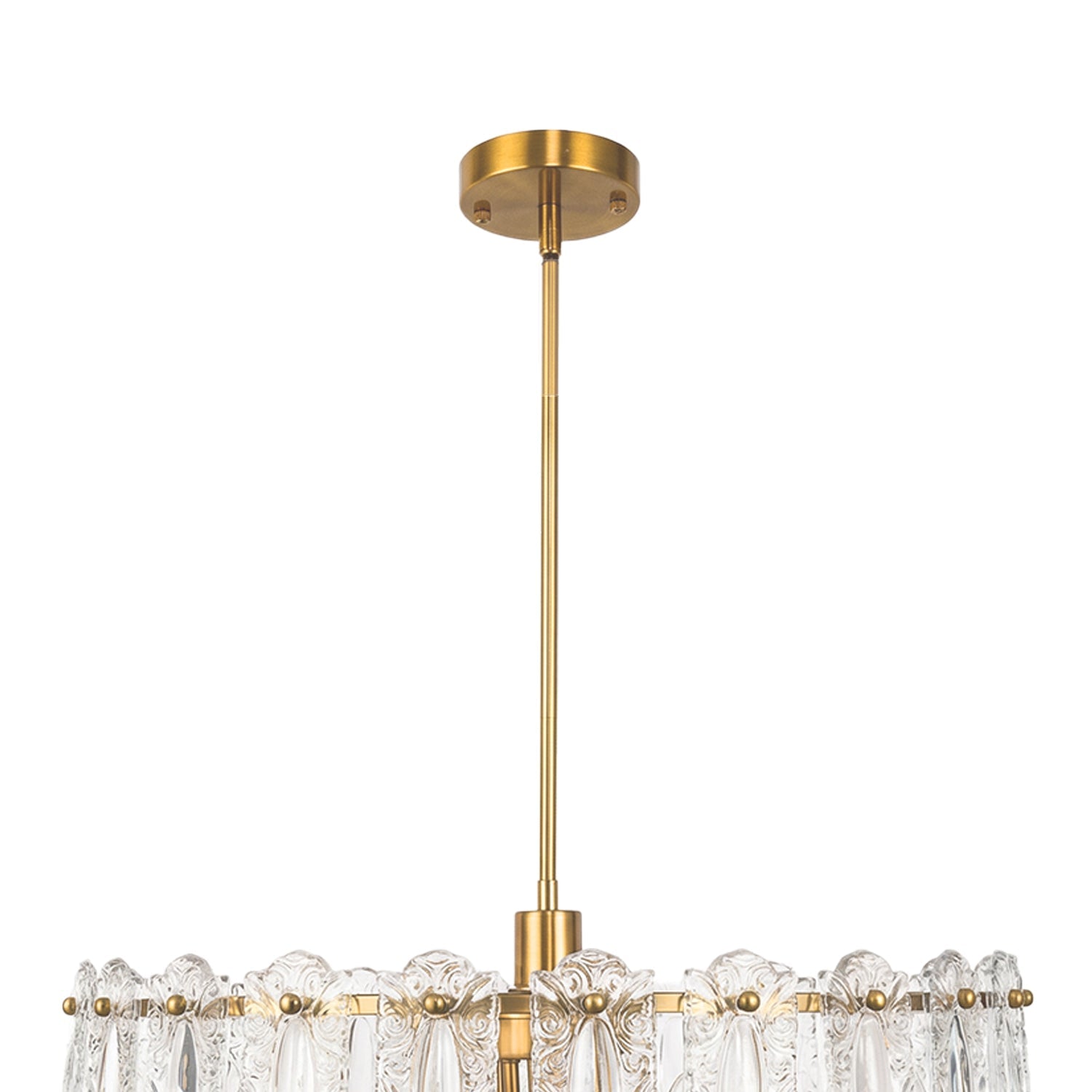 Jandcase Modern 6 Light Natural Copper Chandelier with Clear Glass Drops Shade, No Bulbs Included for Kitchen Island