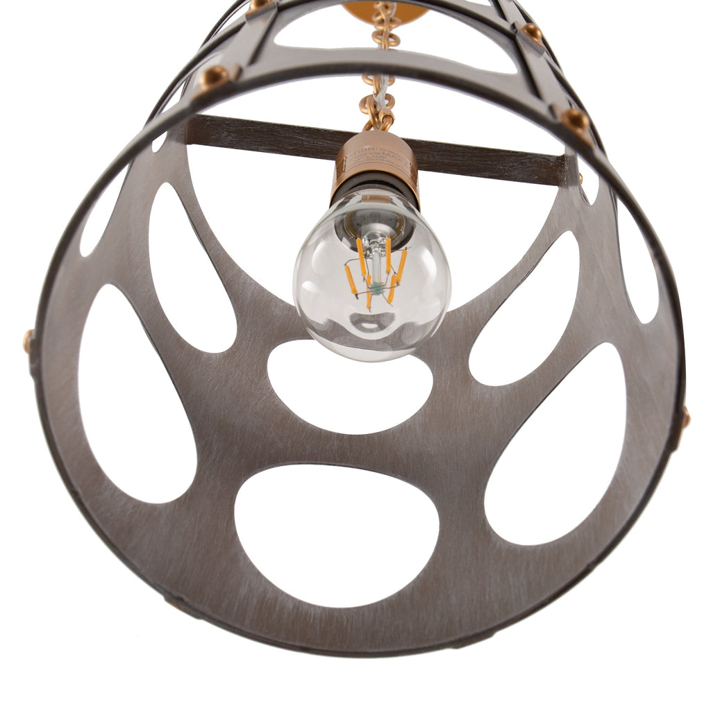 Jandcase 1-Light Wood Grain Pendant Light with Gold Rivet Accent Modern Hanging Ceiling Light E26 for Kitchen Dining Room Bedroom