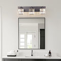 Jandcase 3-Light Vanity Light with Square Crystal Shades Black Integrated LED