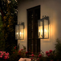Jandcase 18 in. 2-Light Black and White Dusk to Dawn Outdoor Wall Sconce, Exterior Lantern Wall Light with Glass Shade 2-Packs