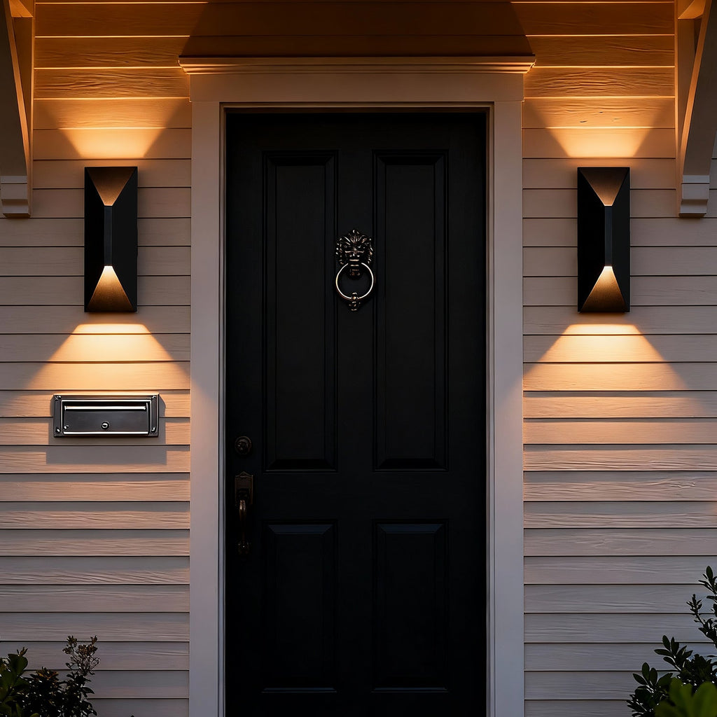 Jandcase 10-Watt Sand Black Square Diamond-Cut Outdoor Sconce Modern Exterior Wall Light with 3000K LED, Hardwired (Set of 2)
