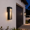 Jandcase 10-Watt Sand Black Rectangle Water Ripple Outdoor Coach Sconce with Dusk to Dawn, 3000K LED, (Set of 2) for Entries