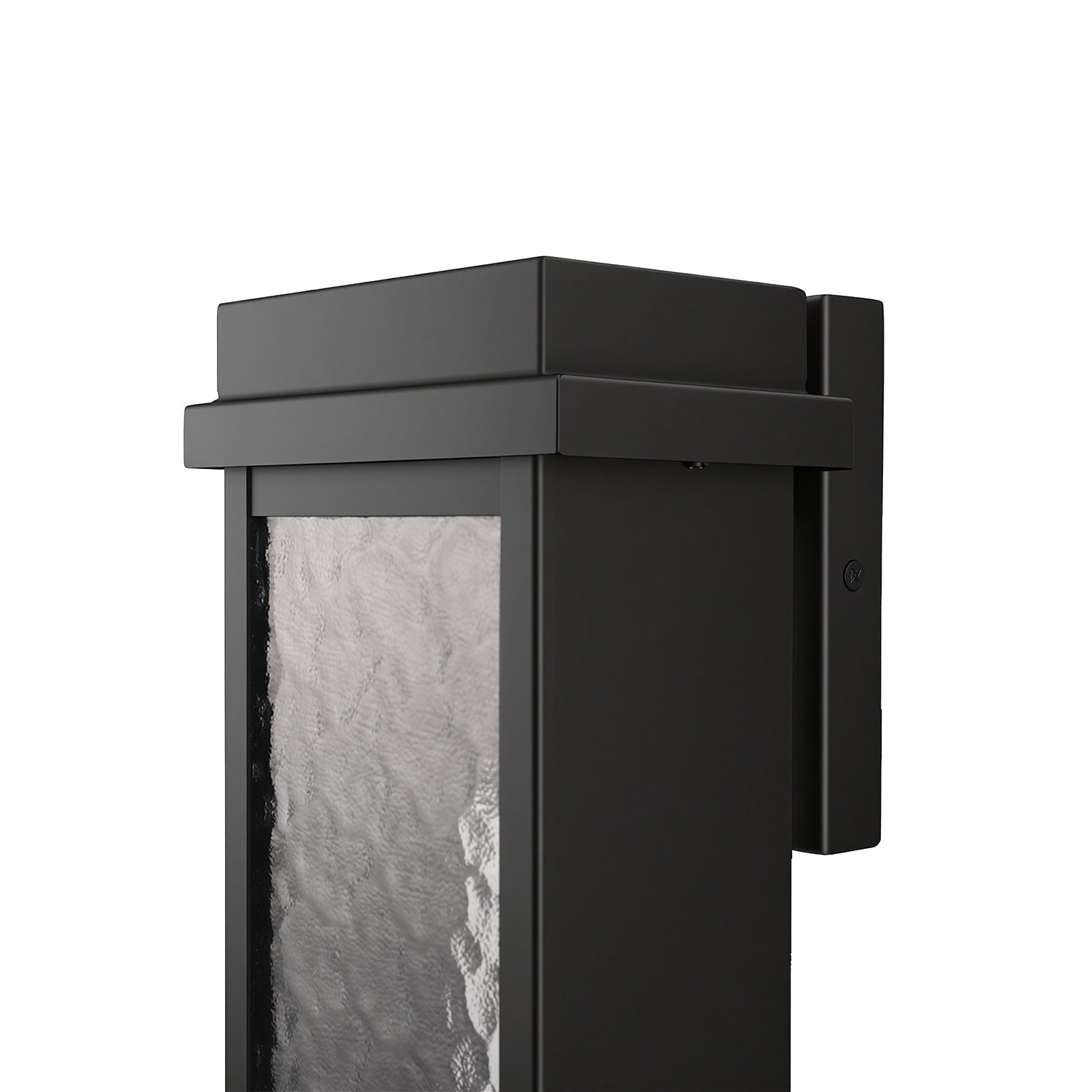 Jandcase 10-Watt Sand Black Rectangle Water Ripple Outdoor Coach Sconce with Dusk to Dawn, 3000K LED, (Set of 2) for Entries
