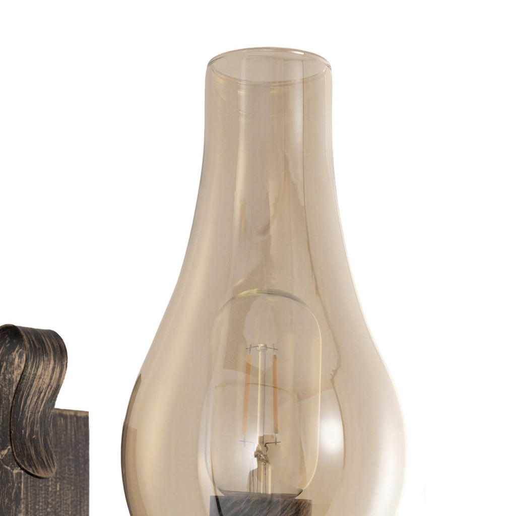 Jandcase 2-Pack Vintage Diesel Lantern Wall Sconce with Amber Glass Shade, Black & Gold Finish, E26 Base, Indoor Wall Lamp for Hallway, Bedroom, Living Room